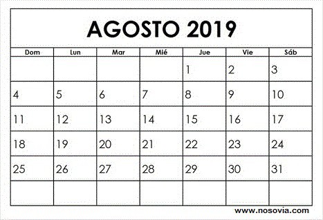 Calendario Agosto 2019 Descargar