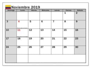 Calendario Estilos Noviembre 2019