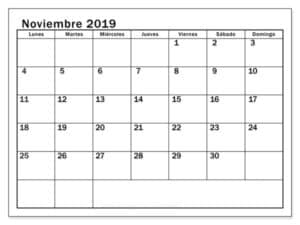 Vacaciones Calendario Noviembre 2019