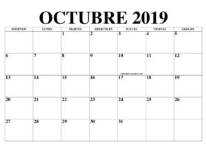 Calendario Vacaciones Octubre 2019