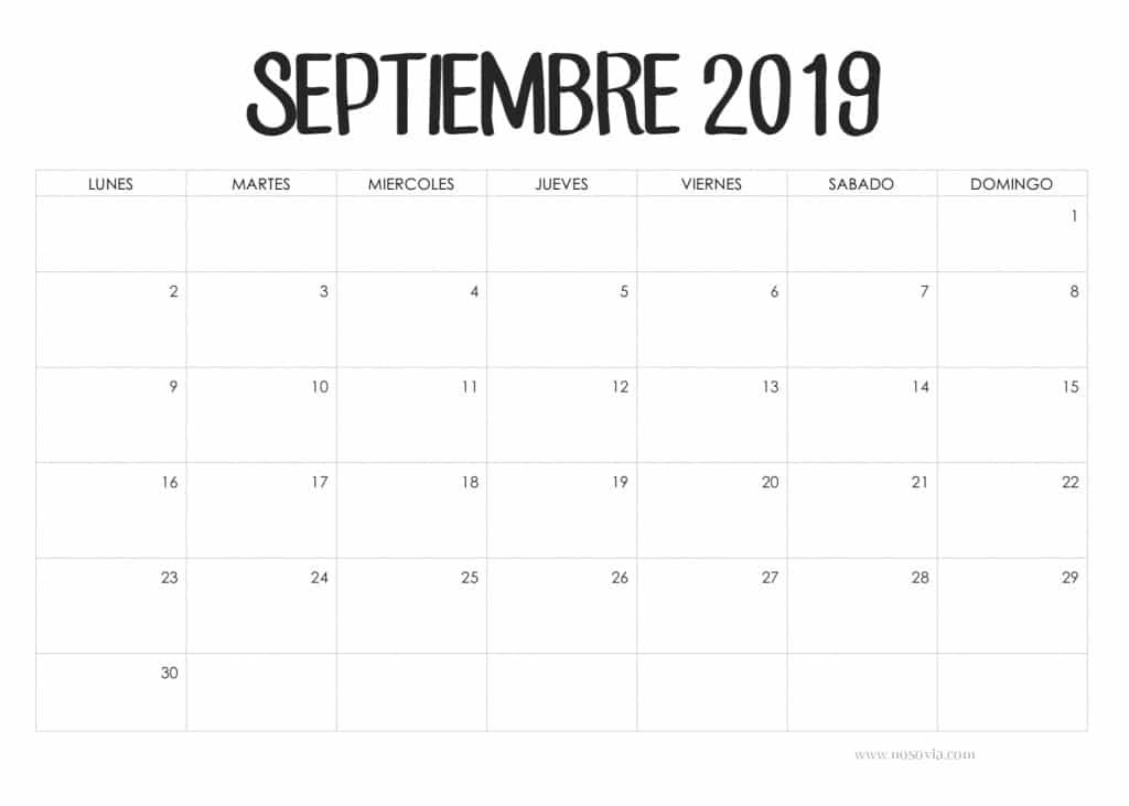 Calendario Con Notas Septiembre 2019