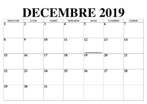 Mensuel Calendrier Décembre 2019