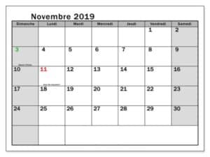 Calendrier Gratuit Novembre 2019