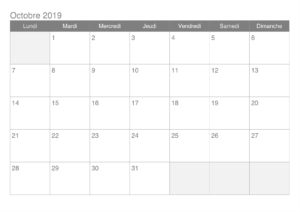 Calendrier Gratuit Octobre 2019