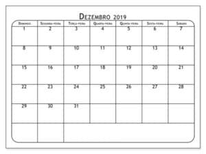 Imagens Calendário Dezembro 2019