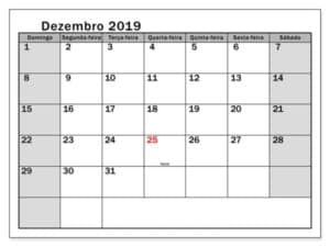 Calendário Livre Dezembro 2019