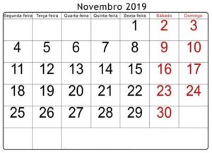 Calendário Novembro Imagens 2019