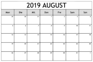 Feiertage Kalender August 2019 Zum Ausdrucken