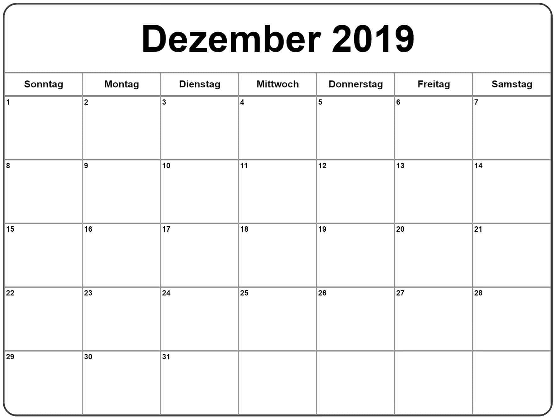 Kalender Bild Dezember 2019 