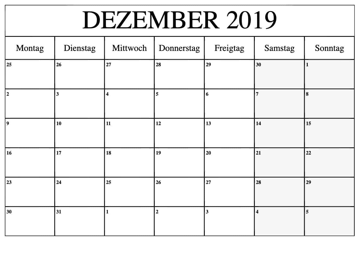 Stile Kalender Dezember 2019 