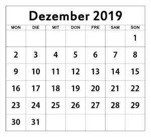 Notizen Kalender Dezember 2019