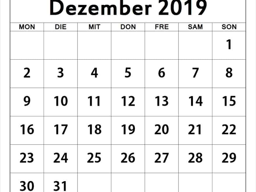 Notizen Kalender Dezember 2019