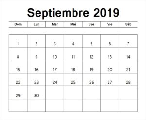 Calendario Septiembre 2019 Chile