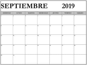 Calendario Septiembre 2019 Chile