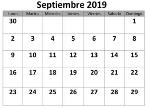 Calendario Septiembre 2019 Editable Para Imprimir