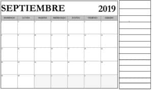 Septiembre 2019 Calendario Gratis Para Imprimir