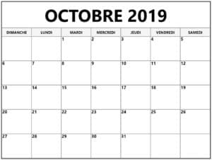 Calendrier Octobre 2019 À Imprimer