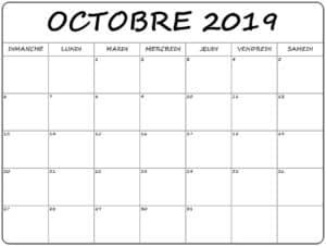 Calendrier Octobre 2019 À Imprimer