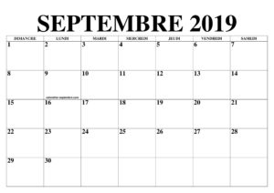 Calendrier Éditable Septembre 2019 À Imprimer