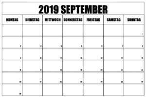 Planer Kalender 2019 September