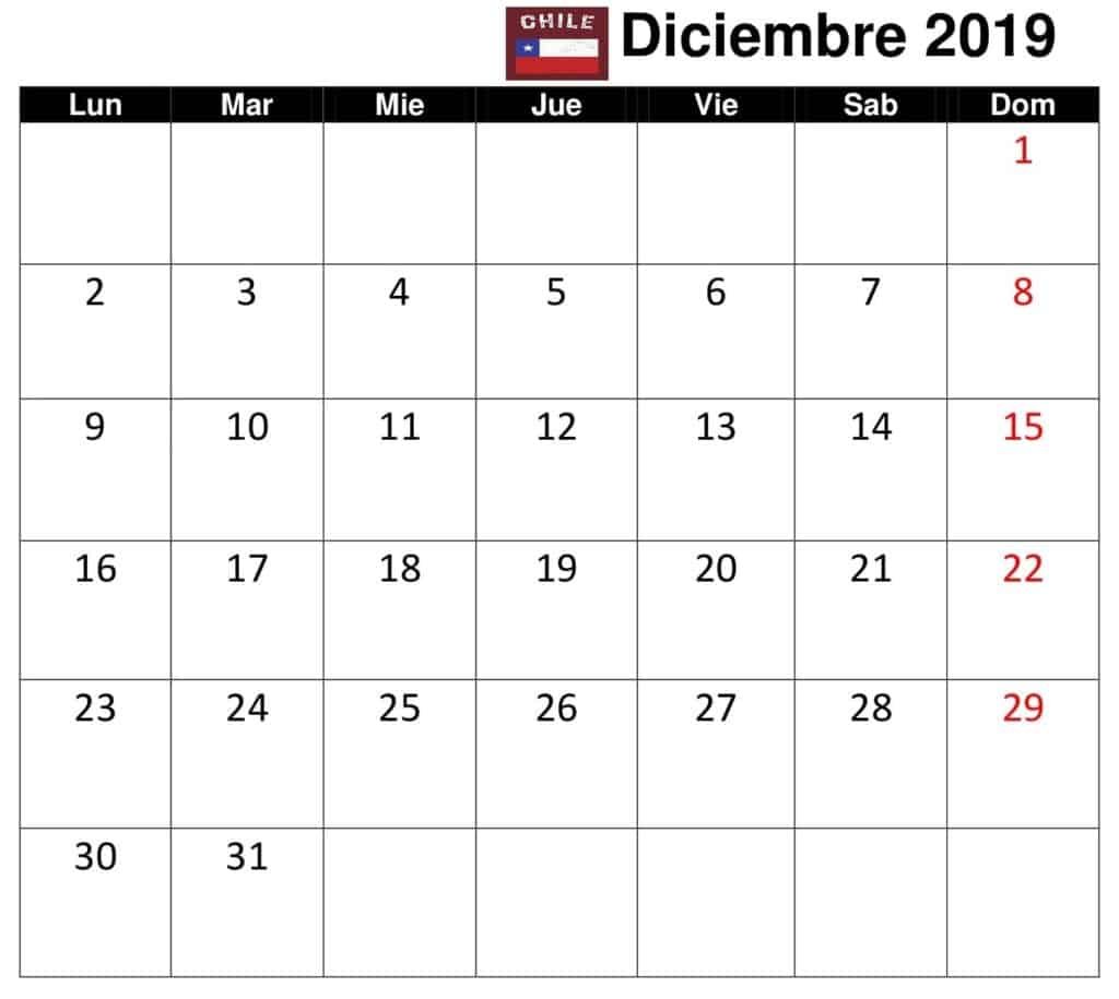 Grande Calendario Diciembre 2019 Con Festivos
