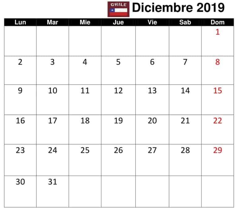 Calendario diciembre 2019: Imprime tu planificación navideña