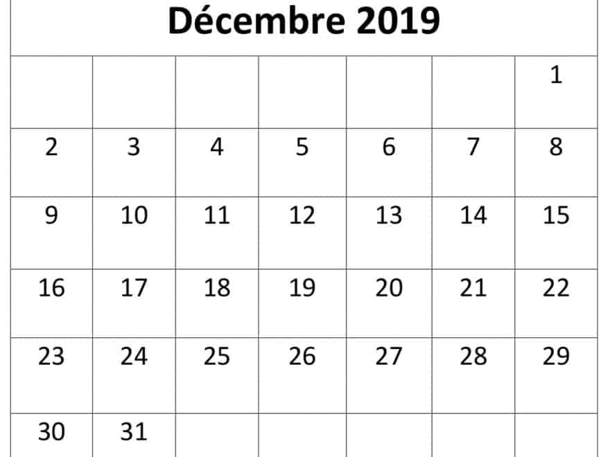 Calendrier Décembre 2019 PDF