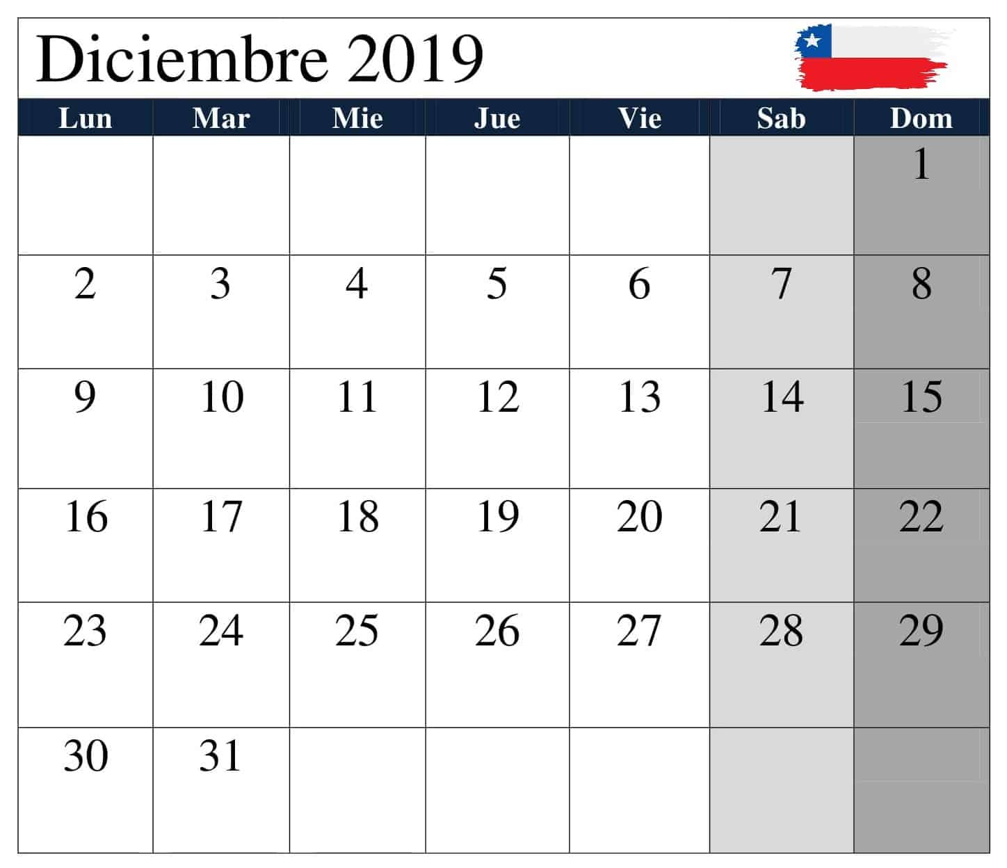  Calendario Diciembre 2019 Con Festivos