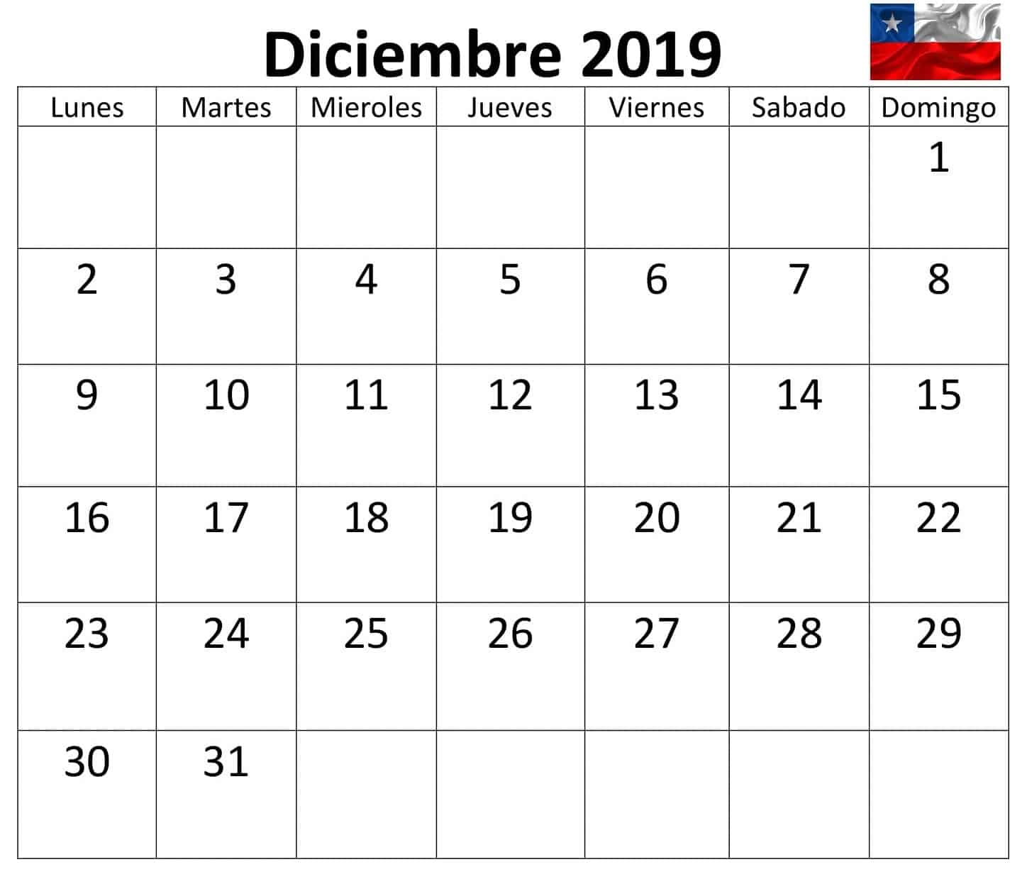 Calendario Diciembre 2019 Con Festivos