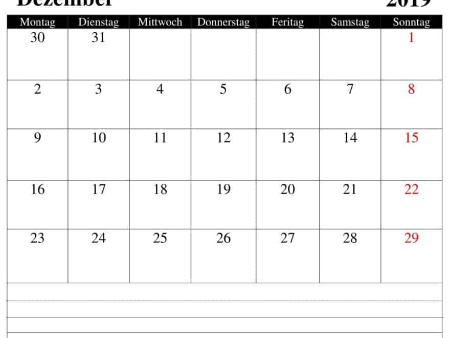 Kalender 2019 Dezember-