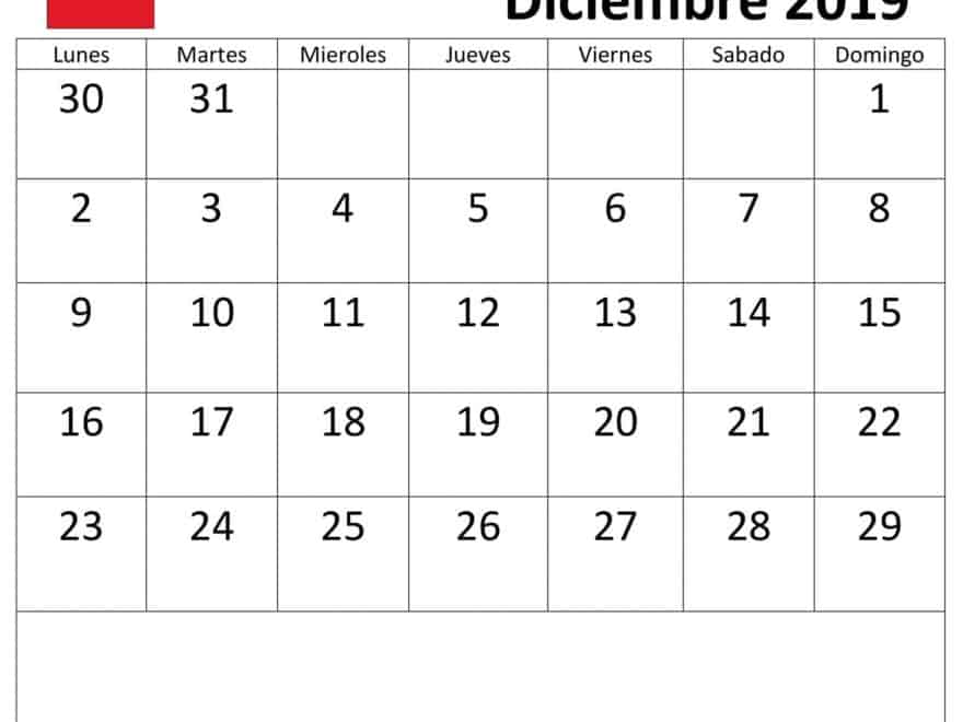 Calendario Diciembre 2019 Con Festivos