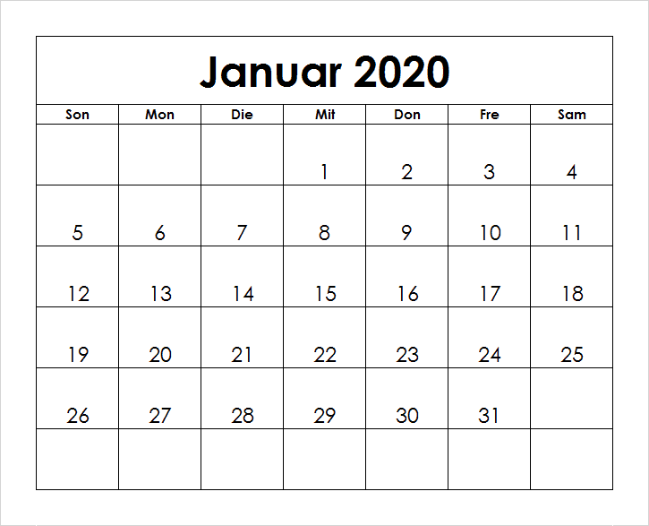 kalender 2020 zum ausdrucken