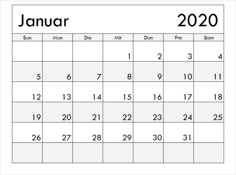kalender januar 2019 