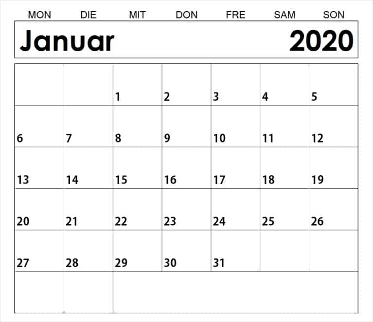 kalender januar 2019 