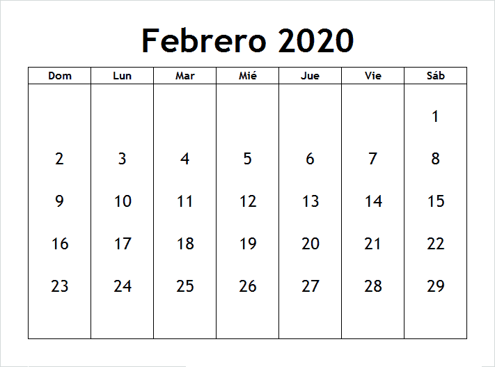 Calendario Febrero 2020 Para Imprimir Estilos