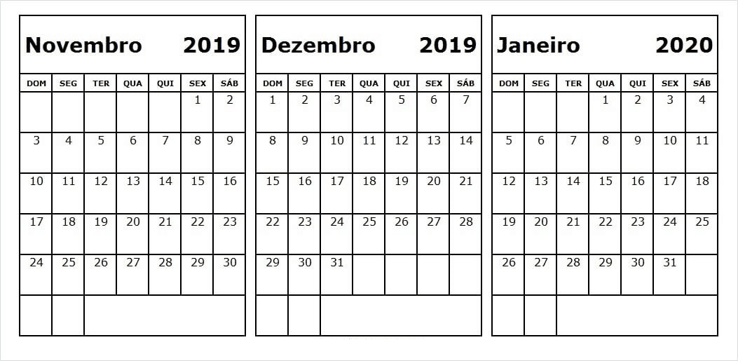 Calendário Janeiro 2019 Imagens Para Imprimir