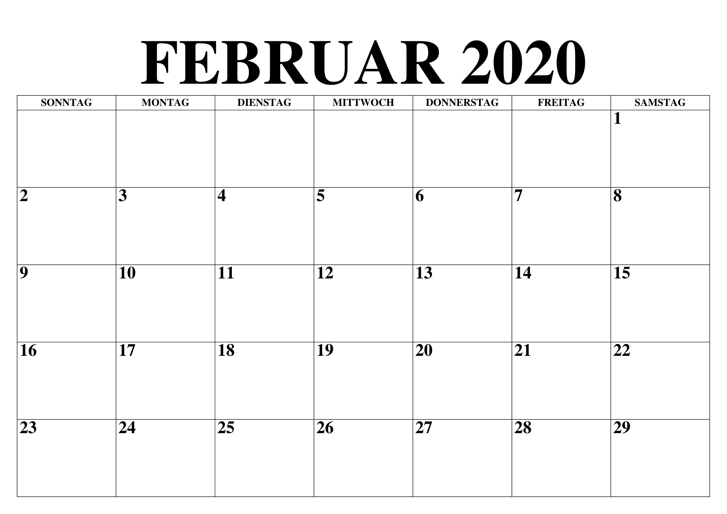 Kalender Februar 2020 Stile