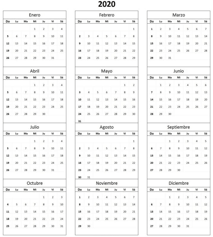 Calendario 2020 Gratis