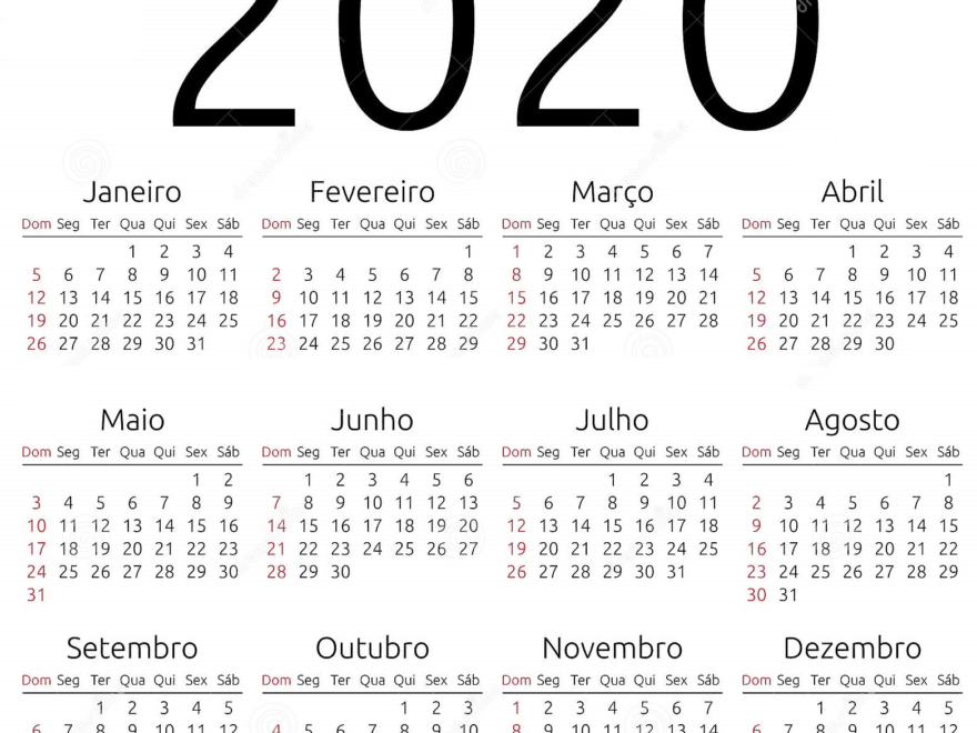 Calendario 2020 Imprimible