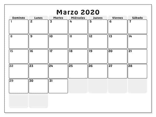 Calendario Marzo 2020 Chile Título
