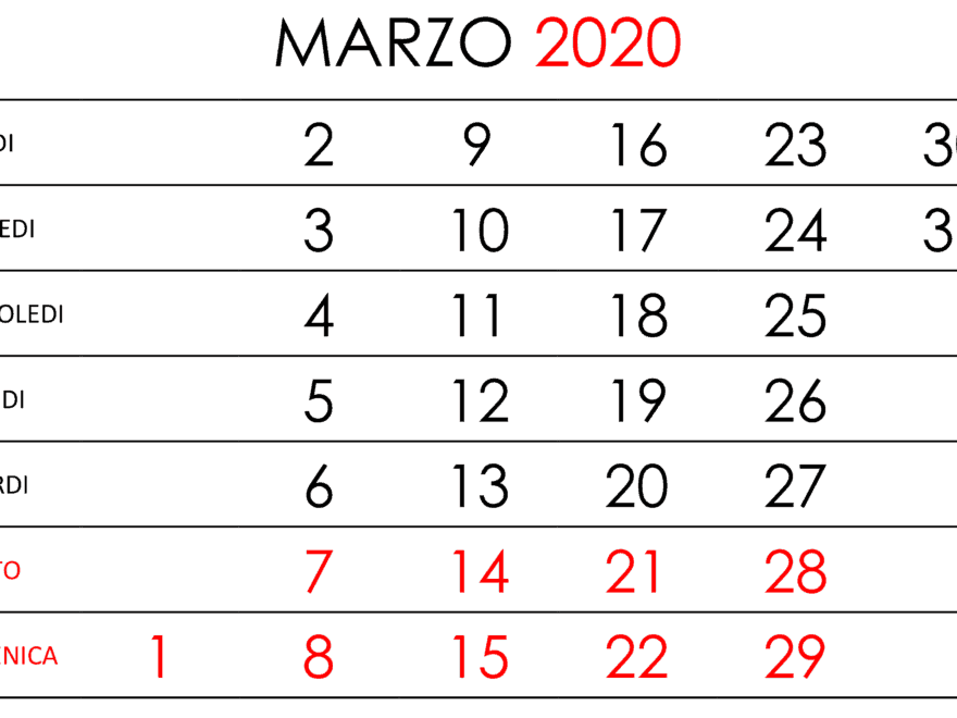 Calendario Marzo 2020 Chile Verticali