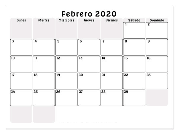 Gratis Calendario Febrero 2019 Argentina