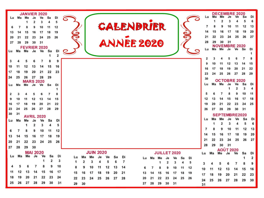 Calendrier 2020 Avec