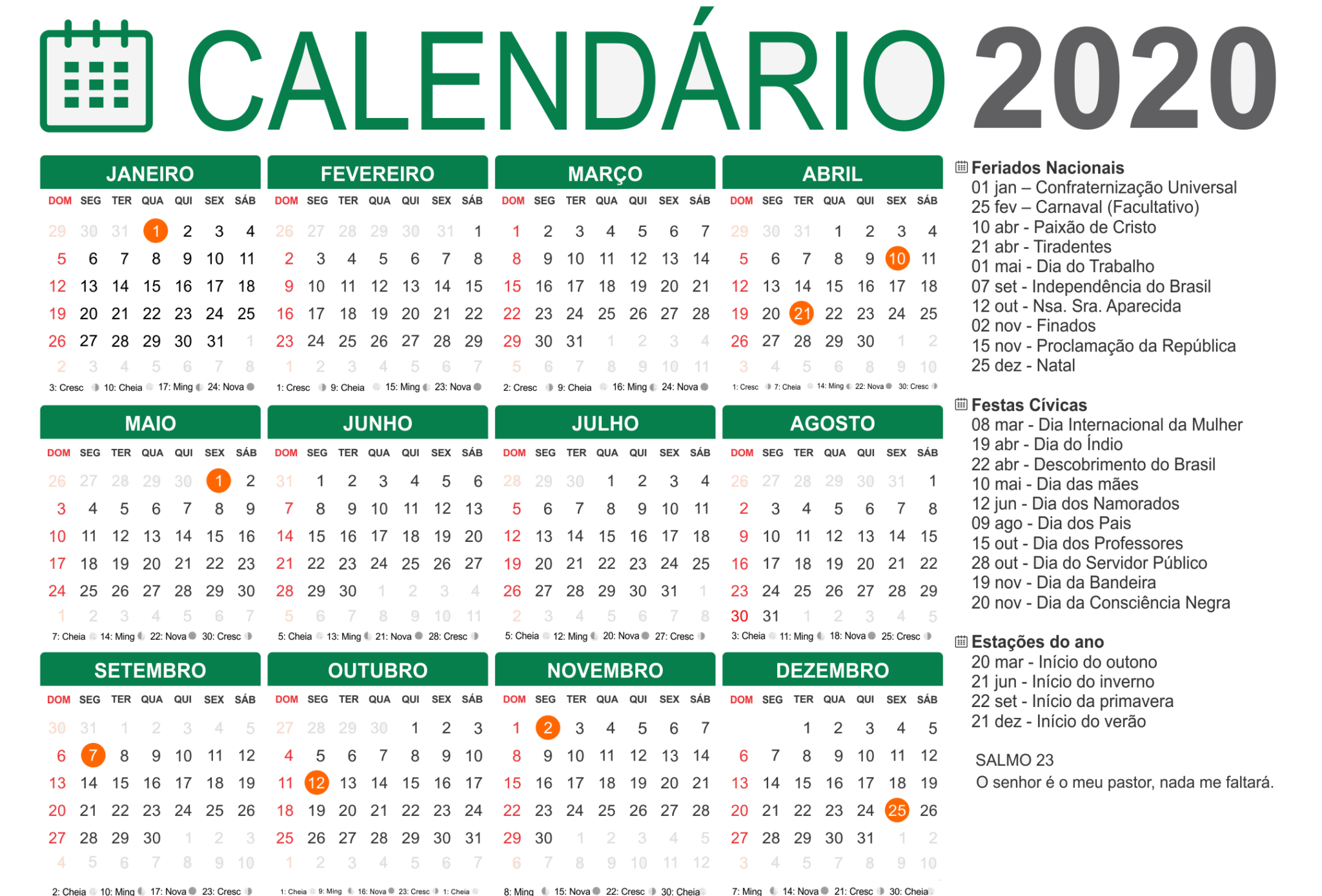 Data do carnaval 2020 calendário 6