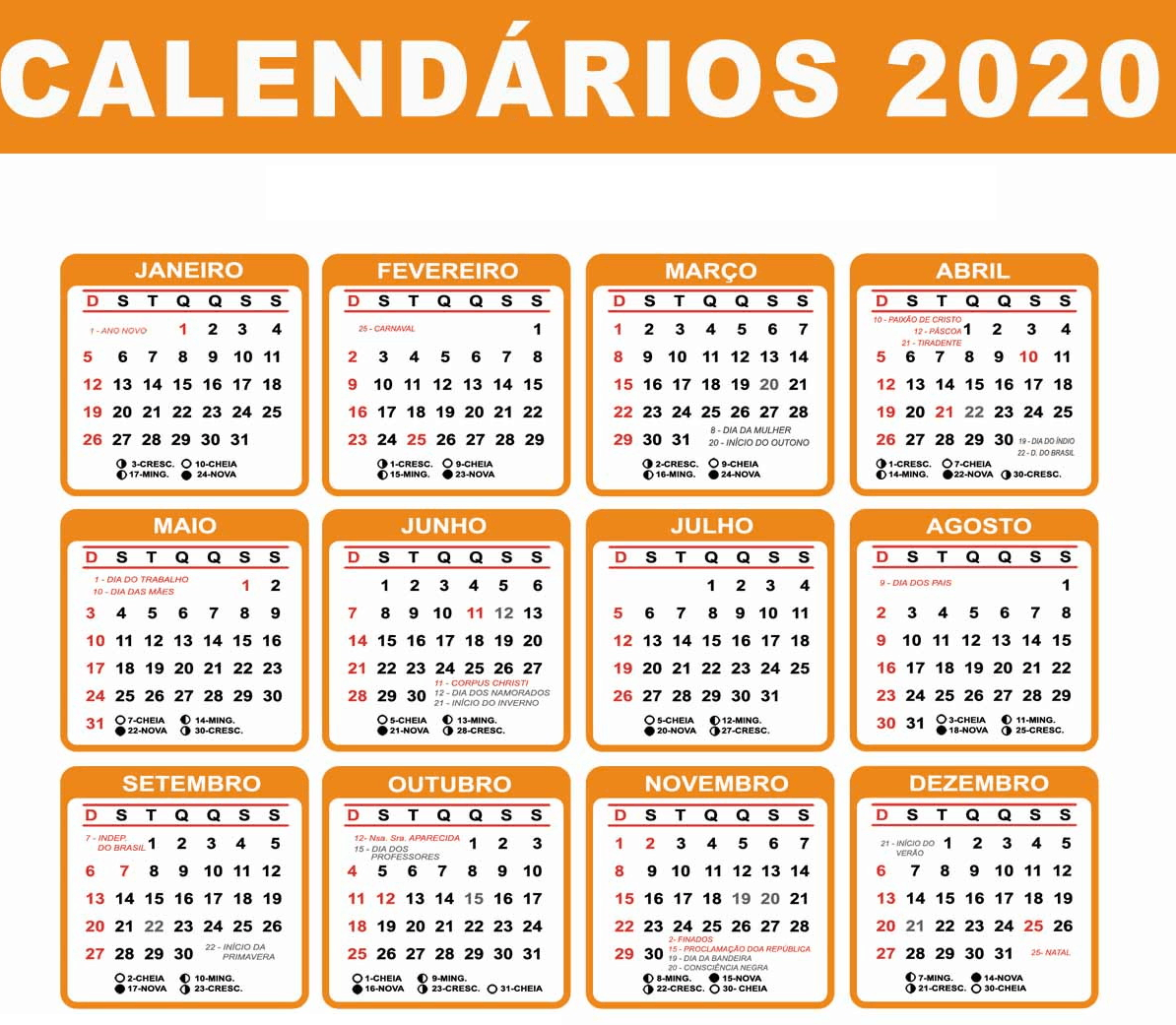 Calendário 2020 Word