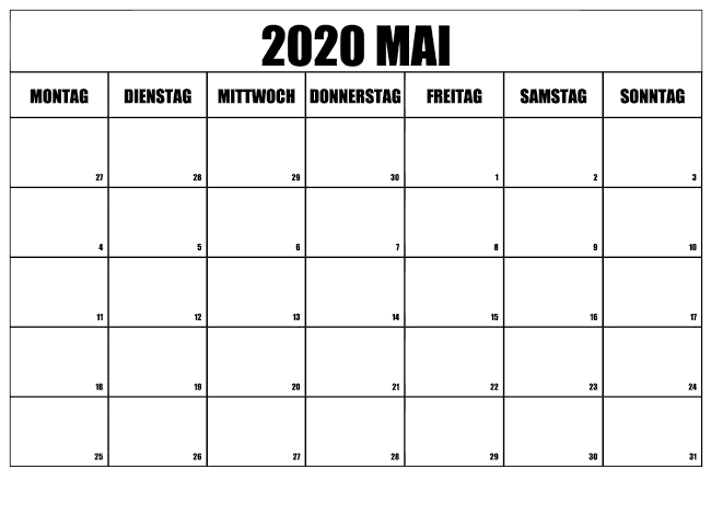 Kalender 2020 Mai Stile