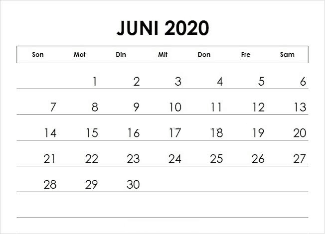 Stile Kalender 2020 Juni