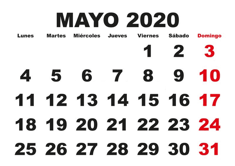 Calendário Maio 2020 Para Imprimir Notas
