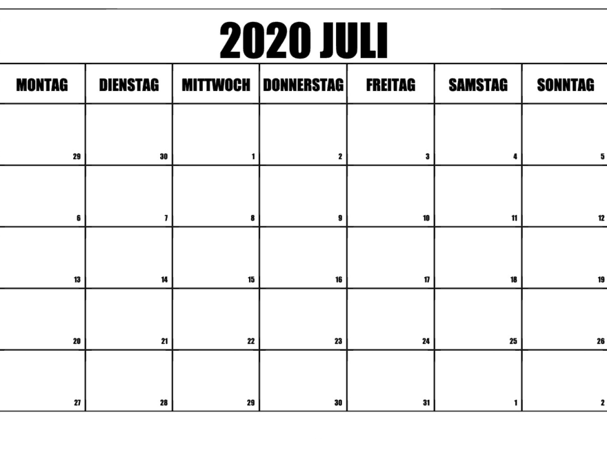 Kalender 2020 Juli Leer