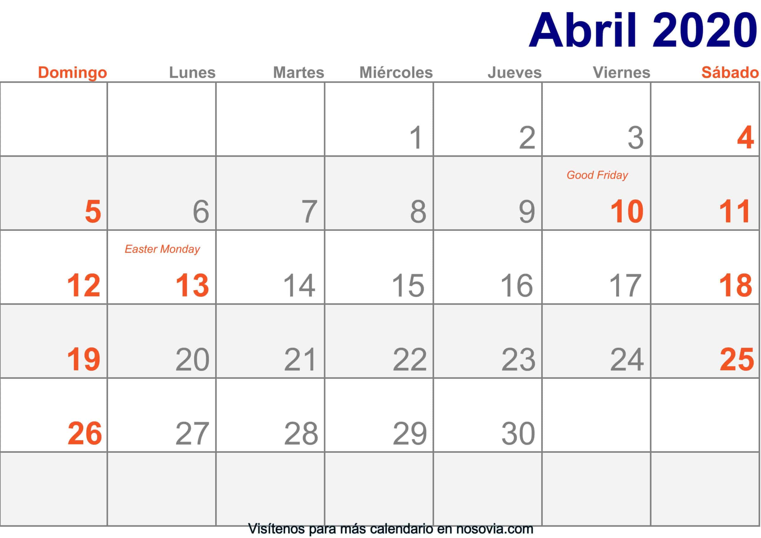 Calendario marzo 2020 Con Festivos Imprimir